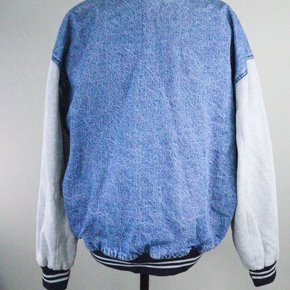 Levis Original Denim Varsity Letterman Bomber Jacket Stranger Thing Style 80's M - Picture 8 of 11